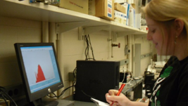 Female student working at computer in a lab